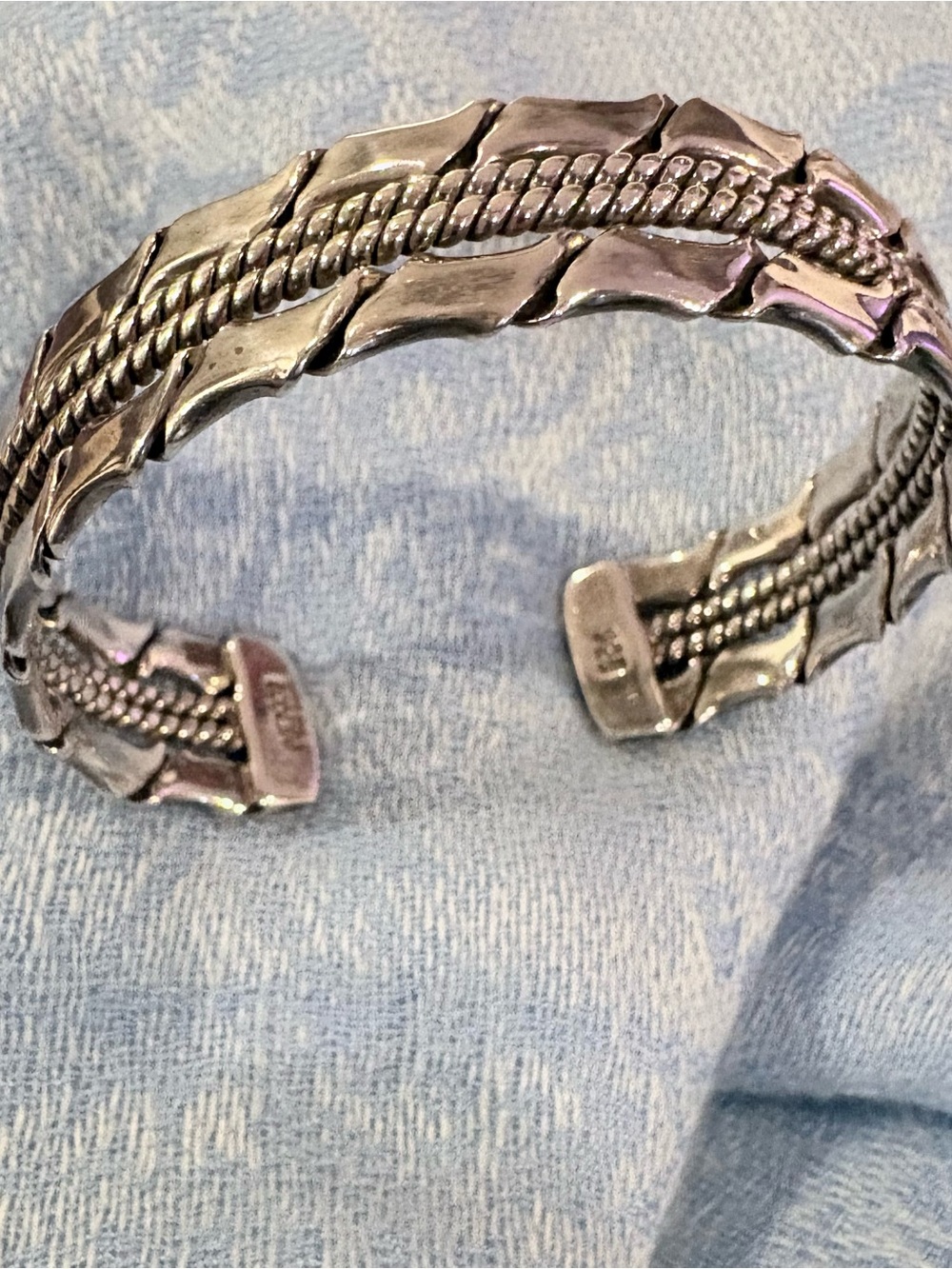 Textured Silver Cuff Bracelet- easily adjustable! 😊
